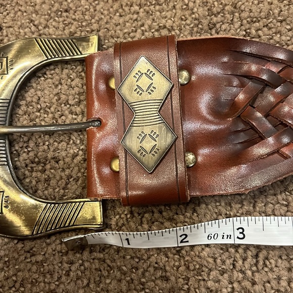 Cabi‎ wide brown woven leather belt with gold buckle western - Picture 5 of 7